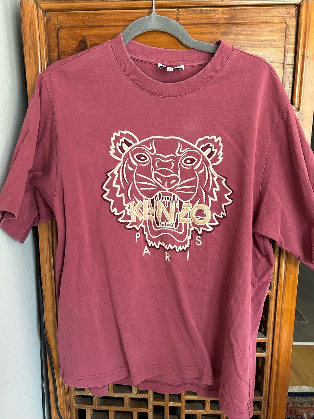 Kenzo Burgundy Tiger Logo T-Shirt